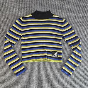 Kangol x H&M Sweater Womens Medium Striped Cropped Long Sleeve Pullover Top